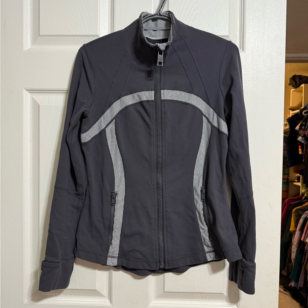 Lululemon Define Charcoal and Light Gray zip jacket